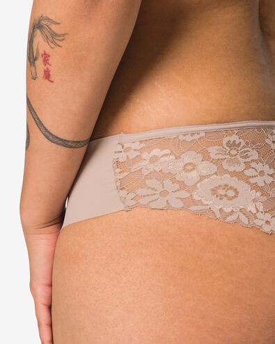 slip br&eacute;silien femme microfibre avec dentelle beige beige - 19608784BEIGE - HEMA