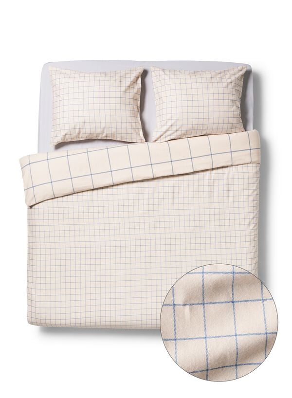housse de couette 240x200/220cm flanelle &agrave; carreaux bleus - 5720444 - HEMA