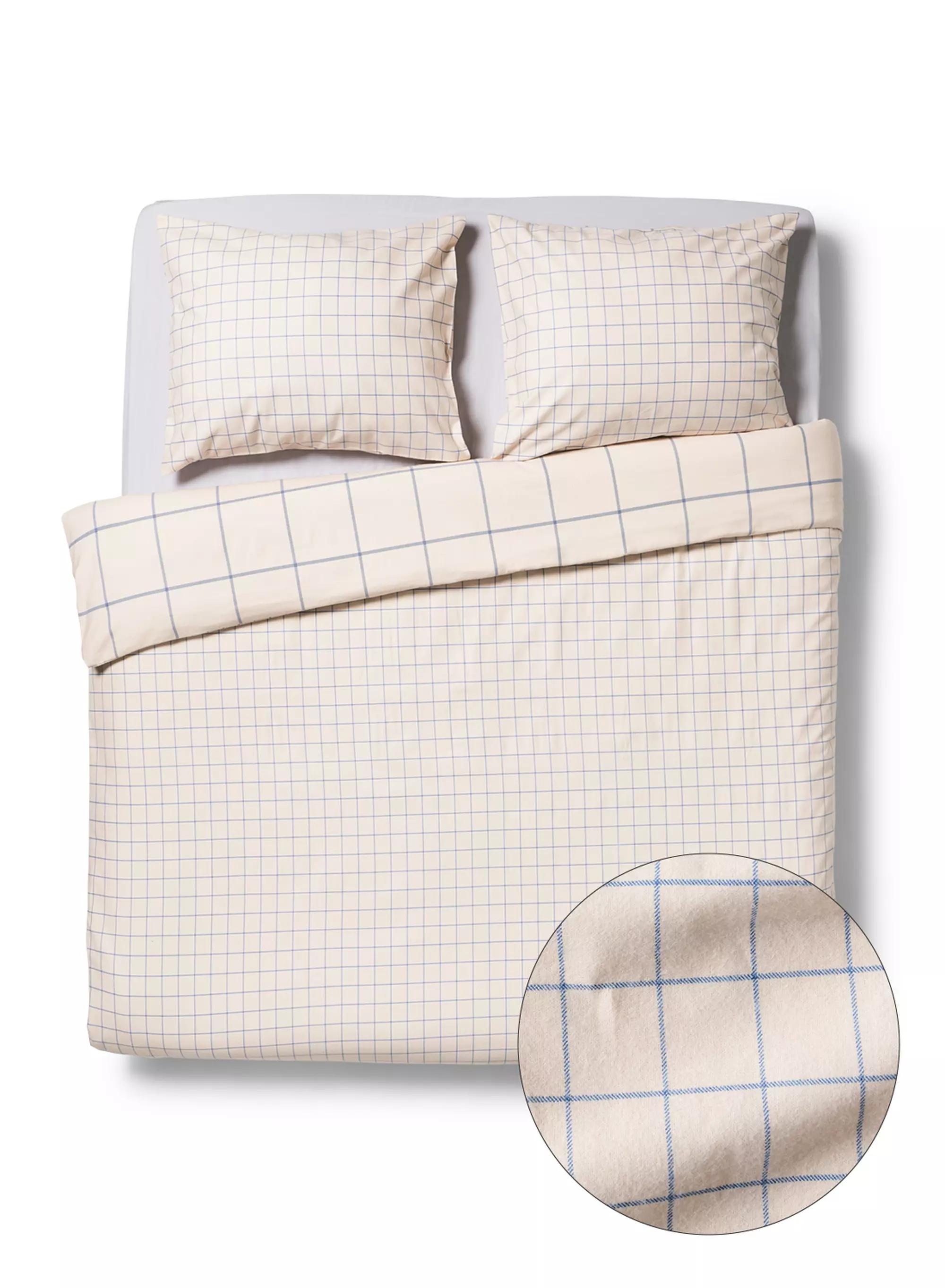Bettbezug 240 × 200/220 cm, Flanell, kariert, blau