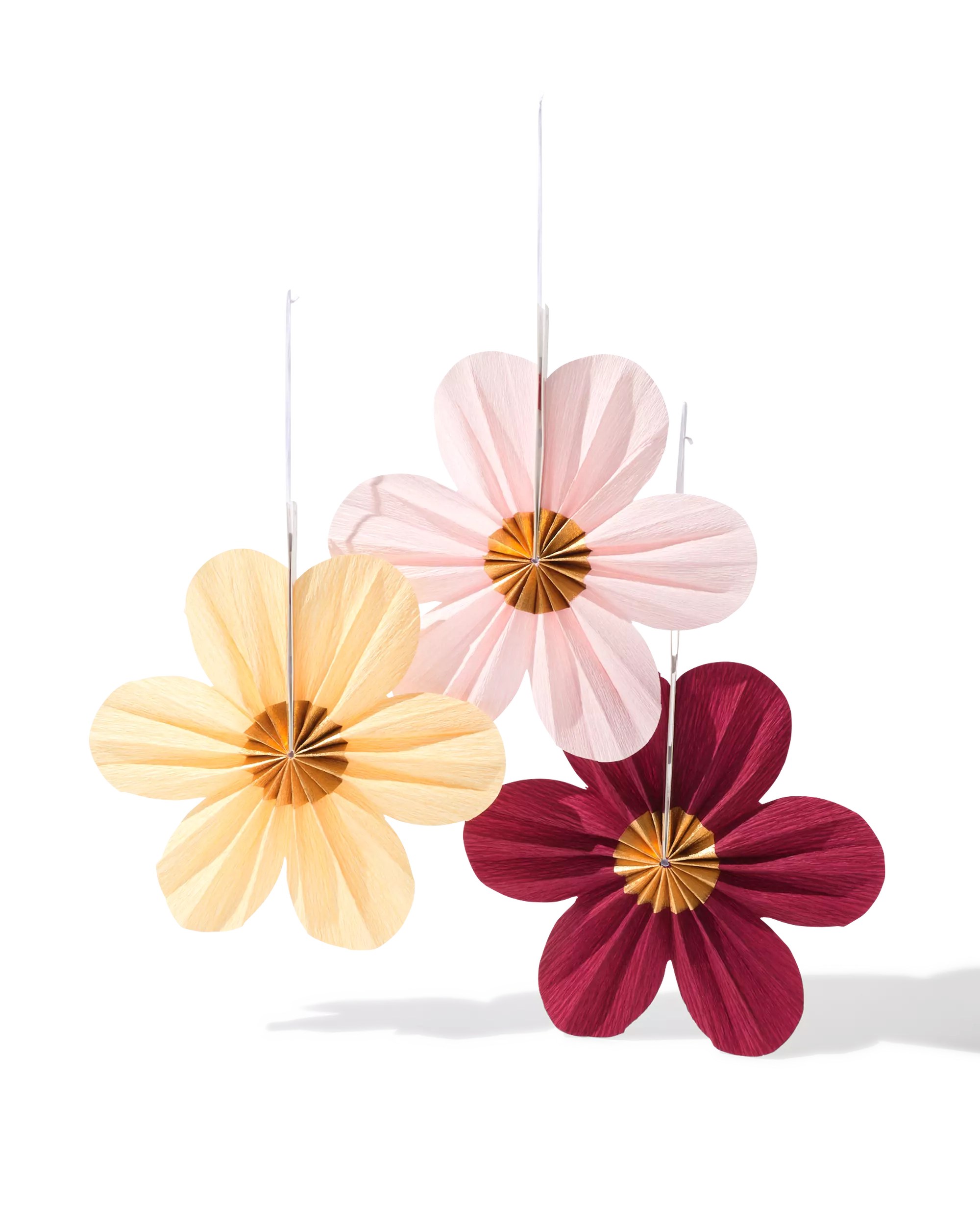 waaier 35x35cm papier floraal - 3 stuks