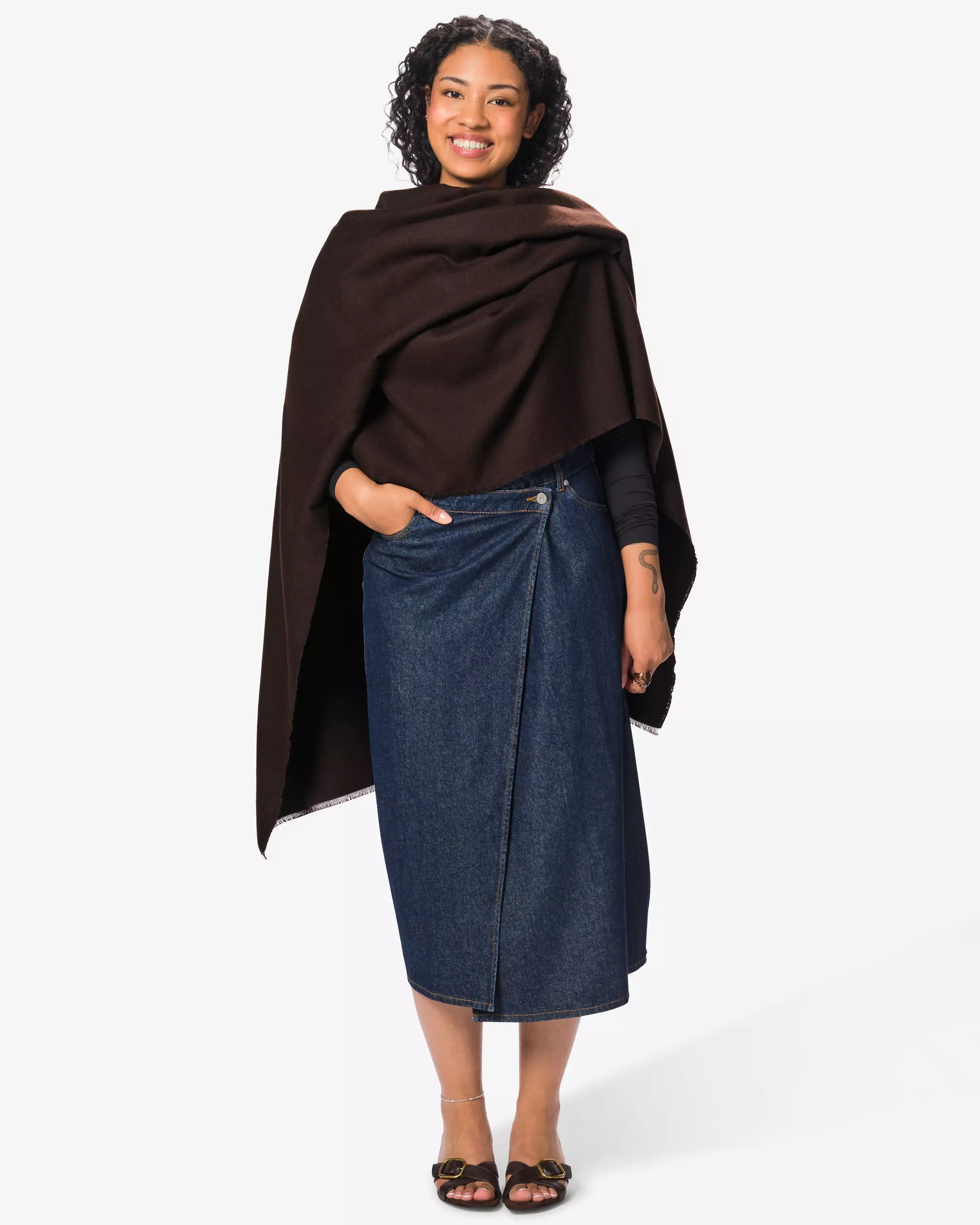 Damenponcho, braun