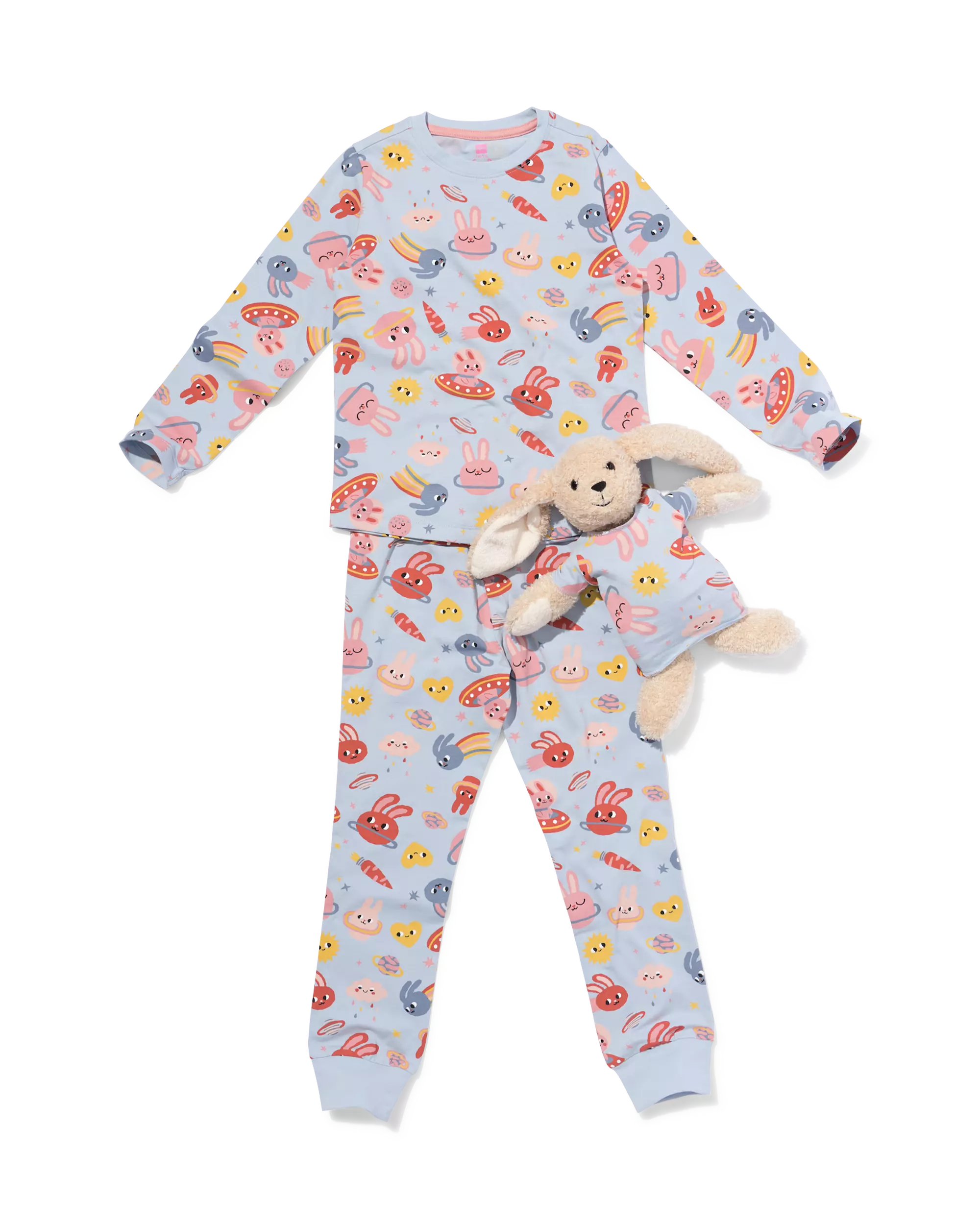 Kinder-Pyjama, Weltall, mit Puppenpyjama