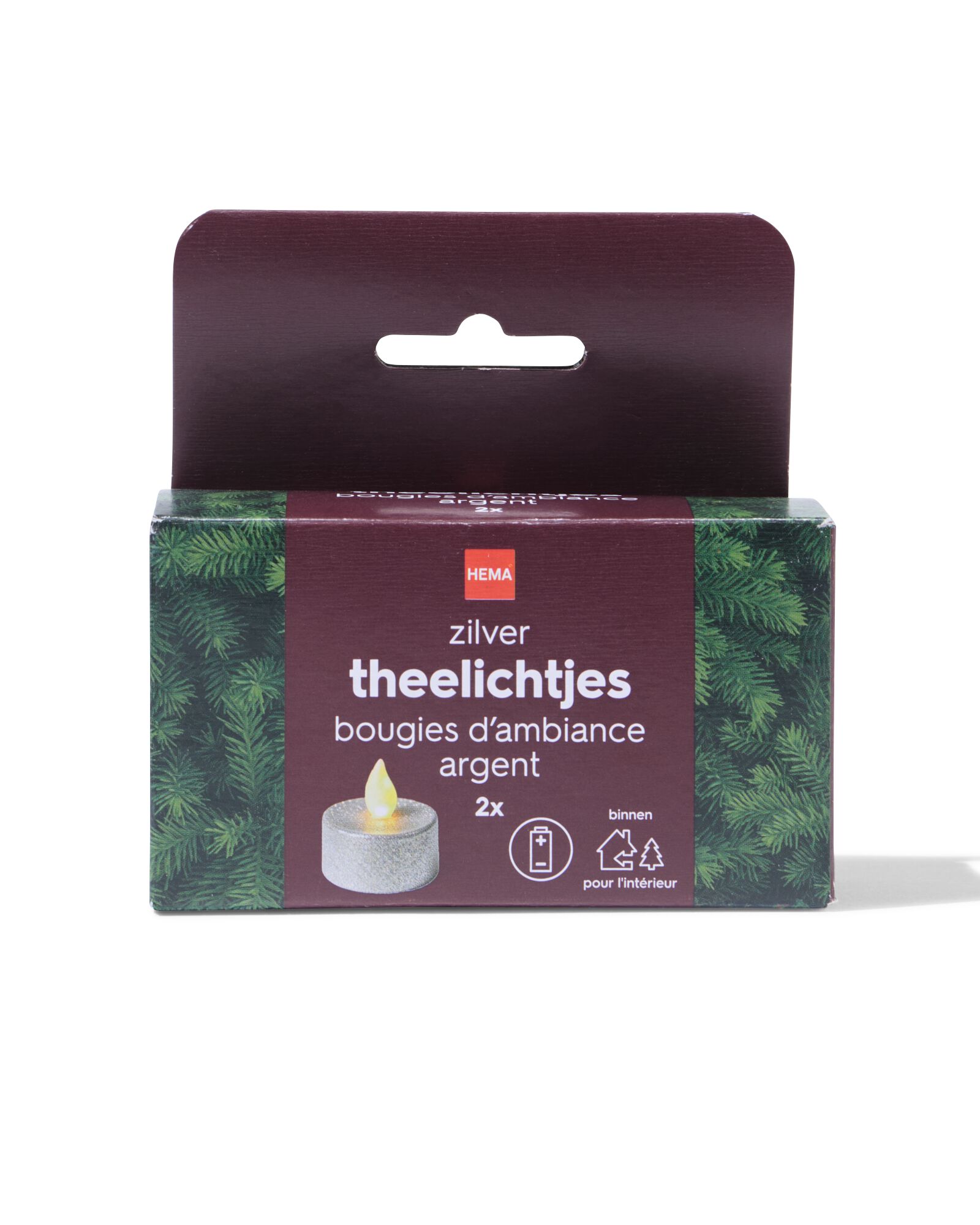 bougies chauffe-plat led ⌀3,8 x 3,6 cm paillet&eacute;es argent&eacute;es - lot de 2 - 25500178 - HEMA