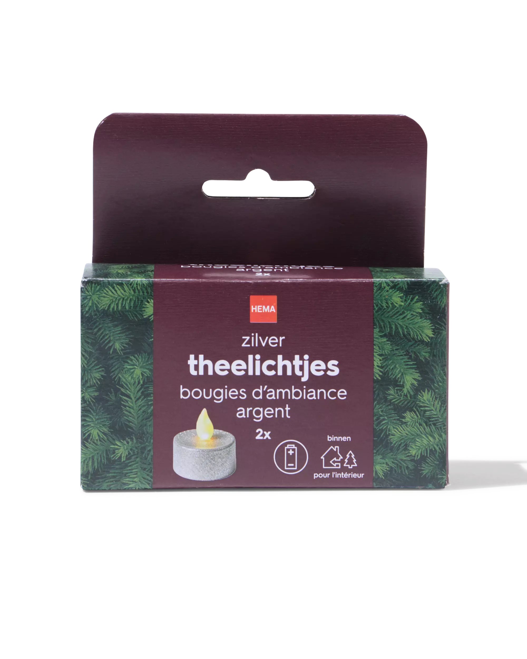bougies chauffe-plat led ⌀3,8 x 3,6 cm pailletées argentées - lot de 2