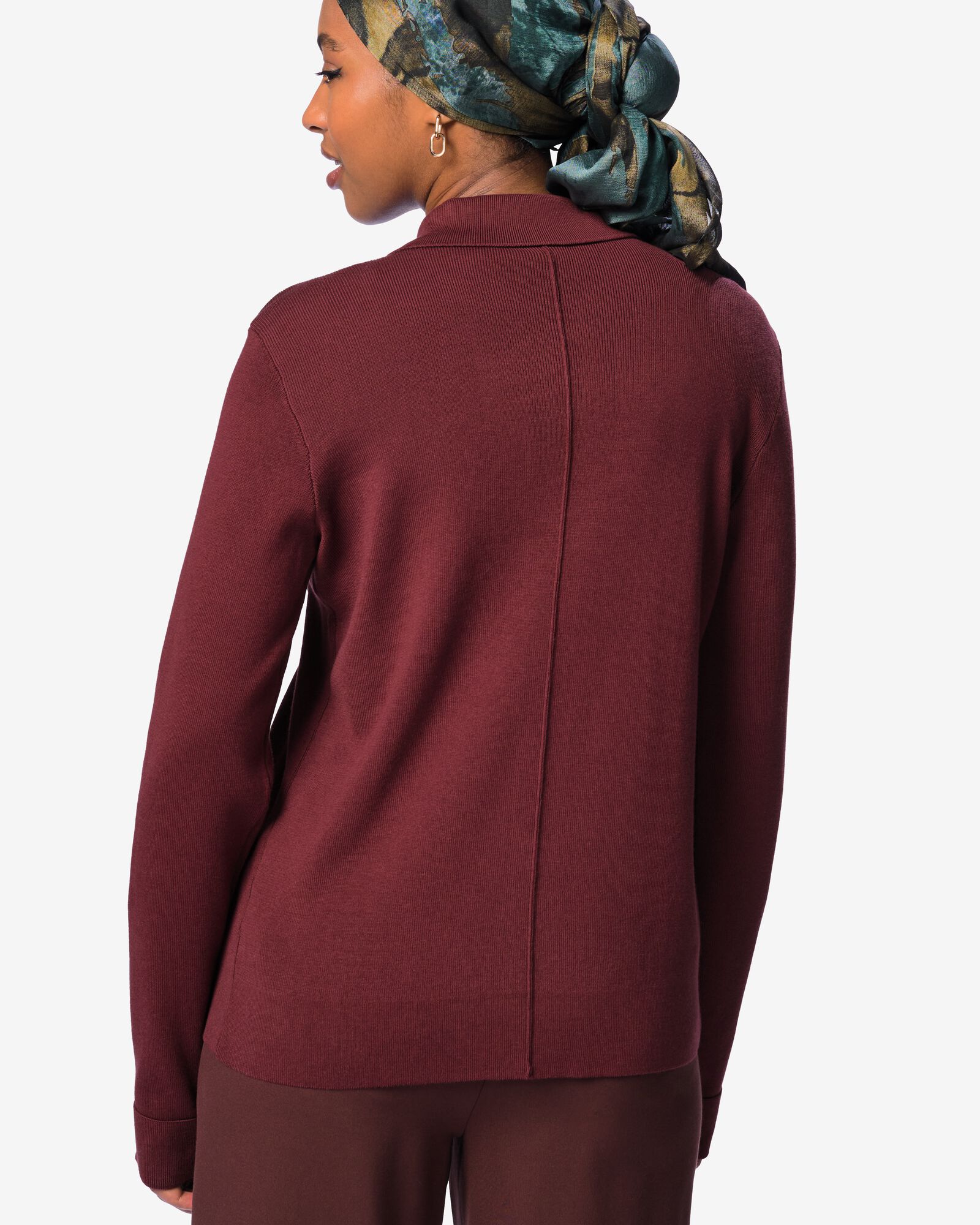 damesvest fijngebreid katoen bordeauxrood bordeauxrood - 36214460BURGUNDYRED - HEMA