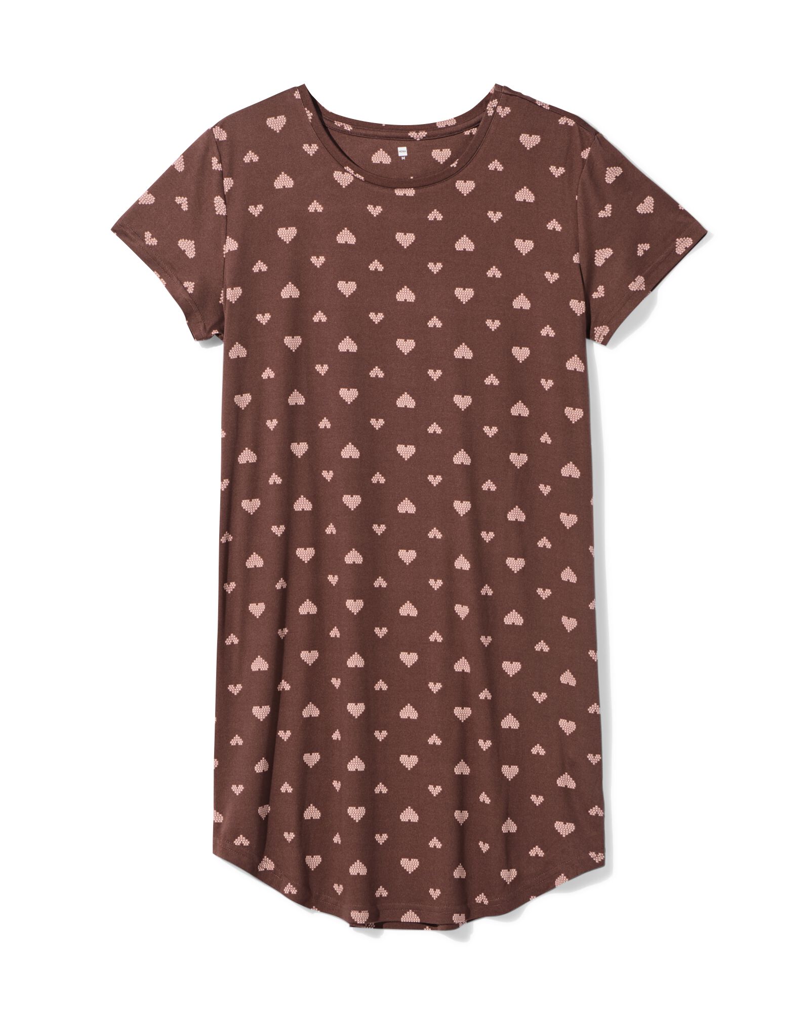 damesnachthemd brushed micro hartjes bruin bruin - 23401964BROWN - HEMA