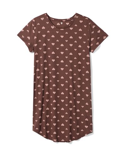 damesnachthemd brushed micro hartjes bruin bruin - 23401964BROWN - HEMA