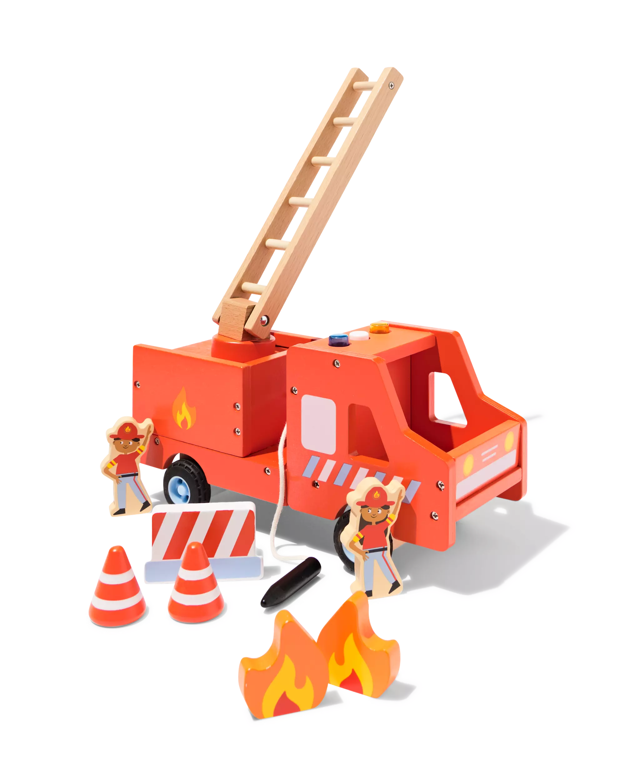 camion de pompiers 27x16x13cm bois
