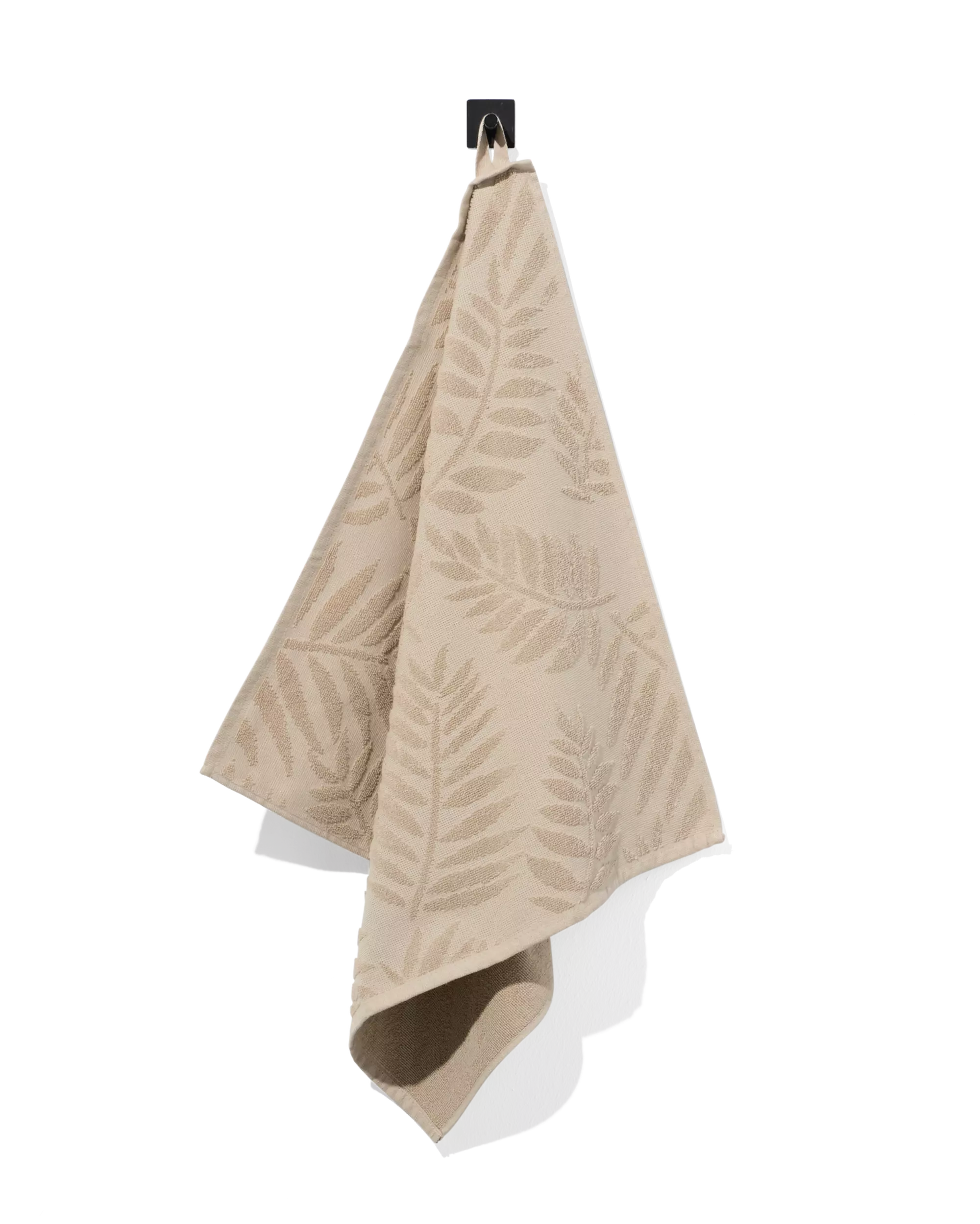 essuie-mains 50x50 coton feuilles sable