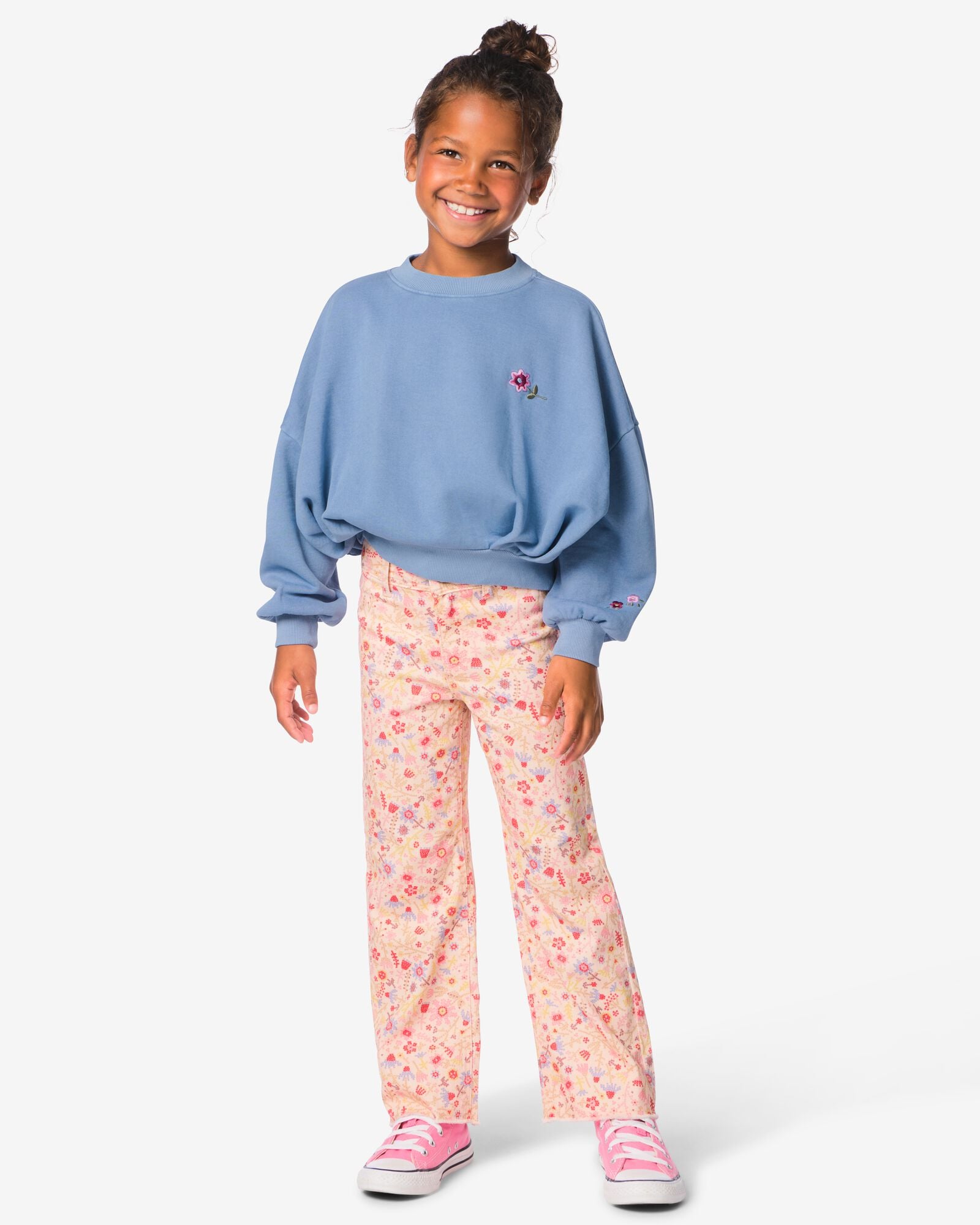 kinderbroek wijd bloemen roze roze - 30876822PINK - HEMA