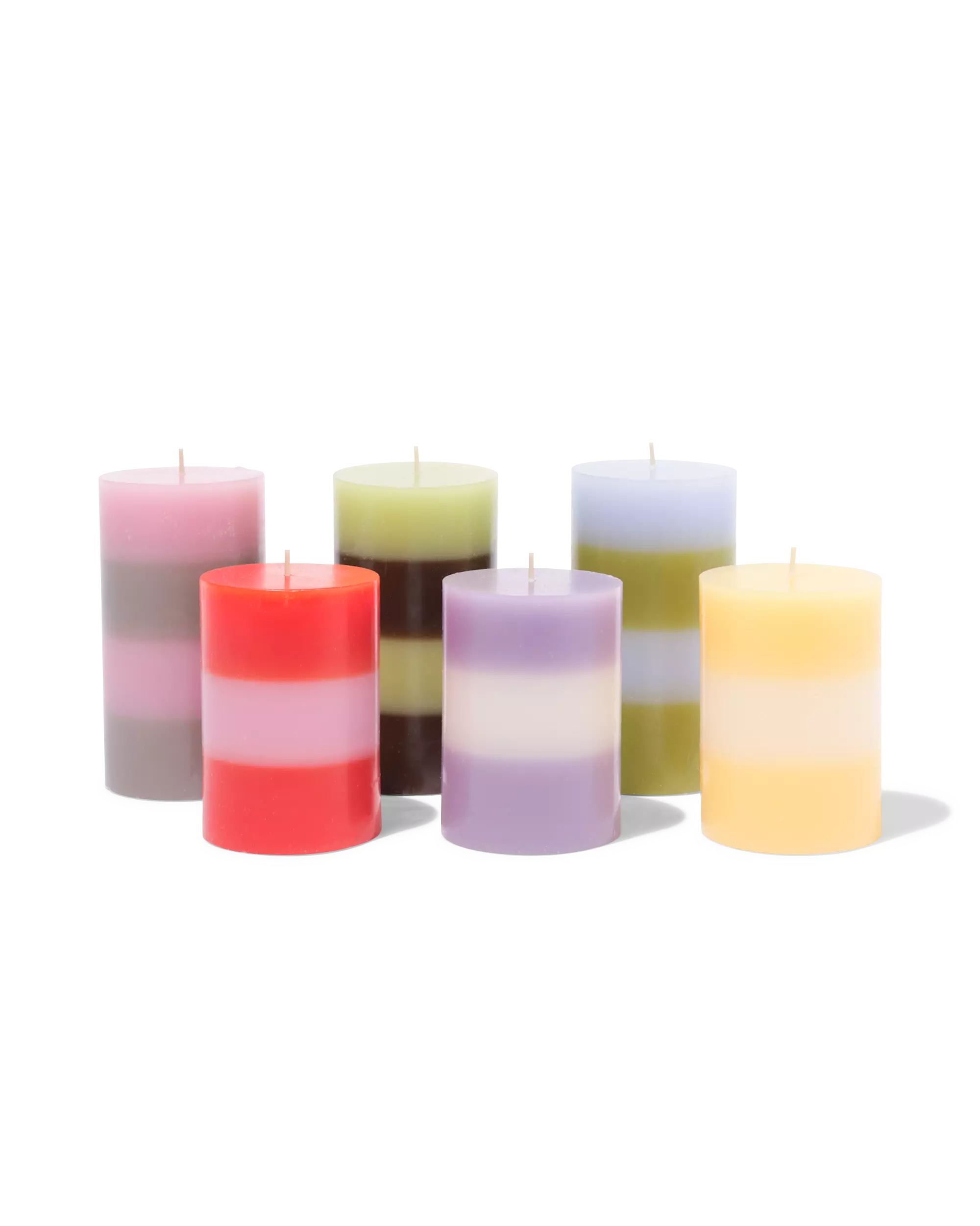 bougie cylindrique ⌀7x13cm rayures rose naturel