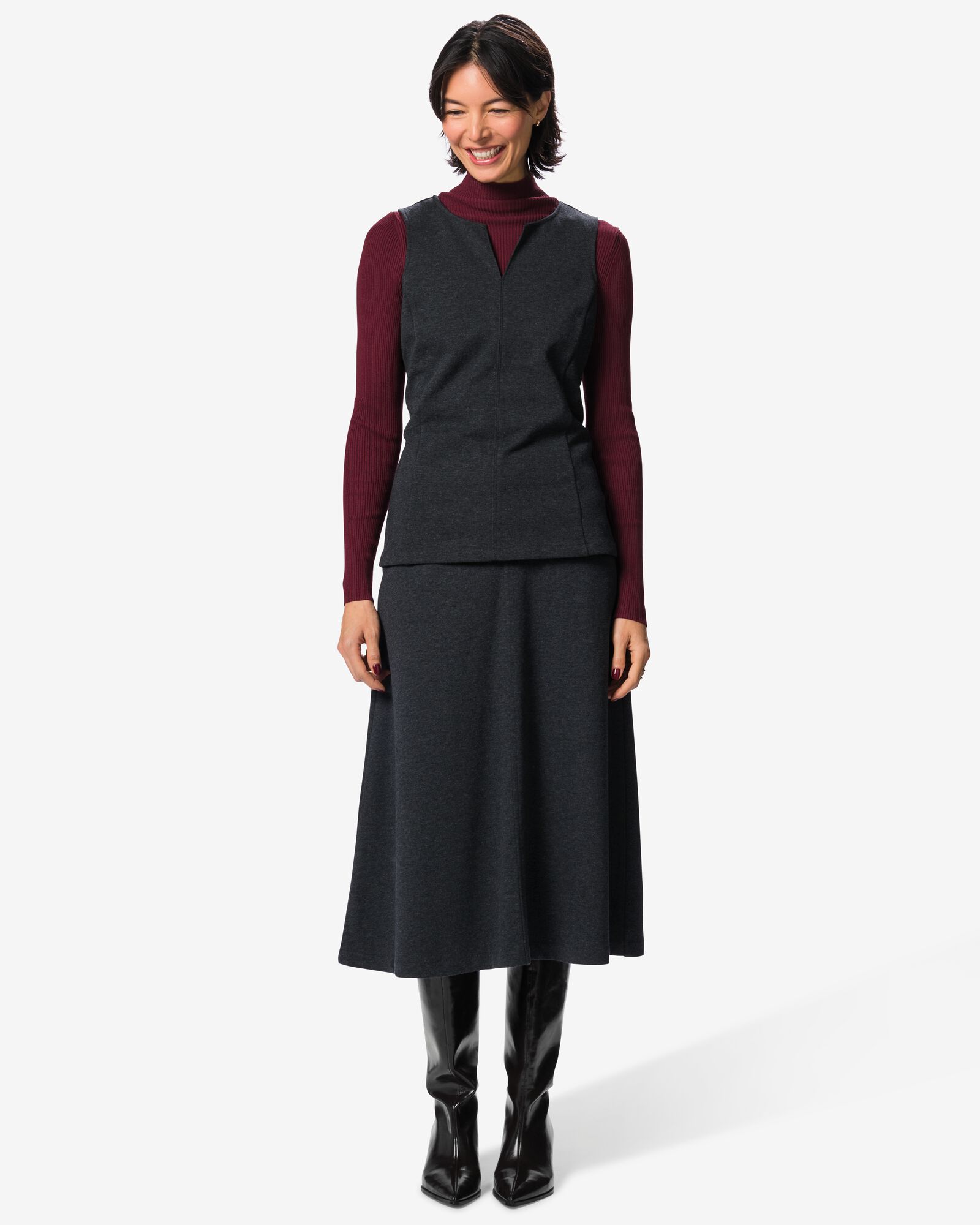 jupe femme Otis coupe trap&egrave;ze jersey anthracite anthracite - 36214920ANTHRACITE - HEMA