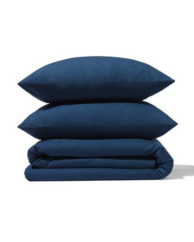 housse de couette 200x200/220cm en coton doux bleu fonc&eacute; - 5790129 - HEMA