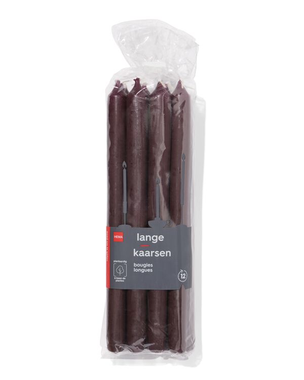 lange huishoudkaars &Oslash;2.2x29cm donkerbruin - 12 stuks donkerbruin - 13504055DARKBROWN - HEMA