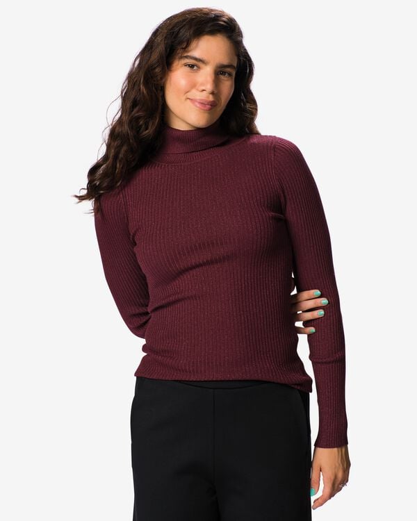 damestrui Nova rib bordeauxrood bordeauxrood - 36215370BURGUNDYRED - HEMA