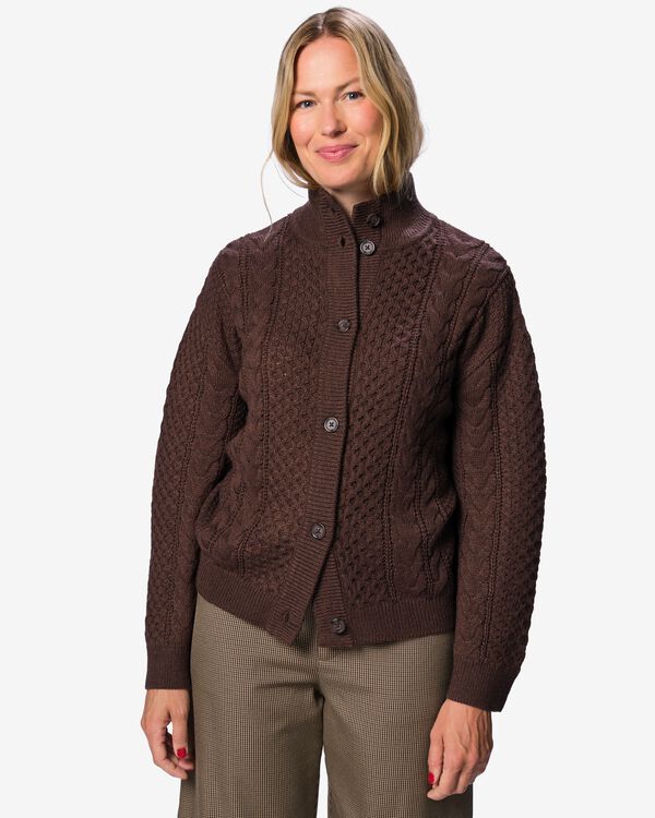 Damenjacke Zelda, Zopfmuster, Grobstrick braun braun - 36214570BROWN - HEMA