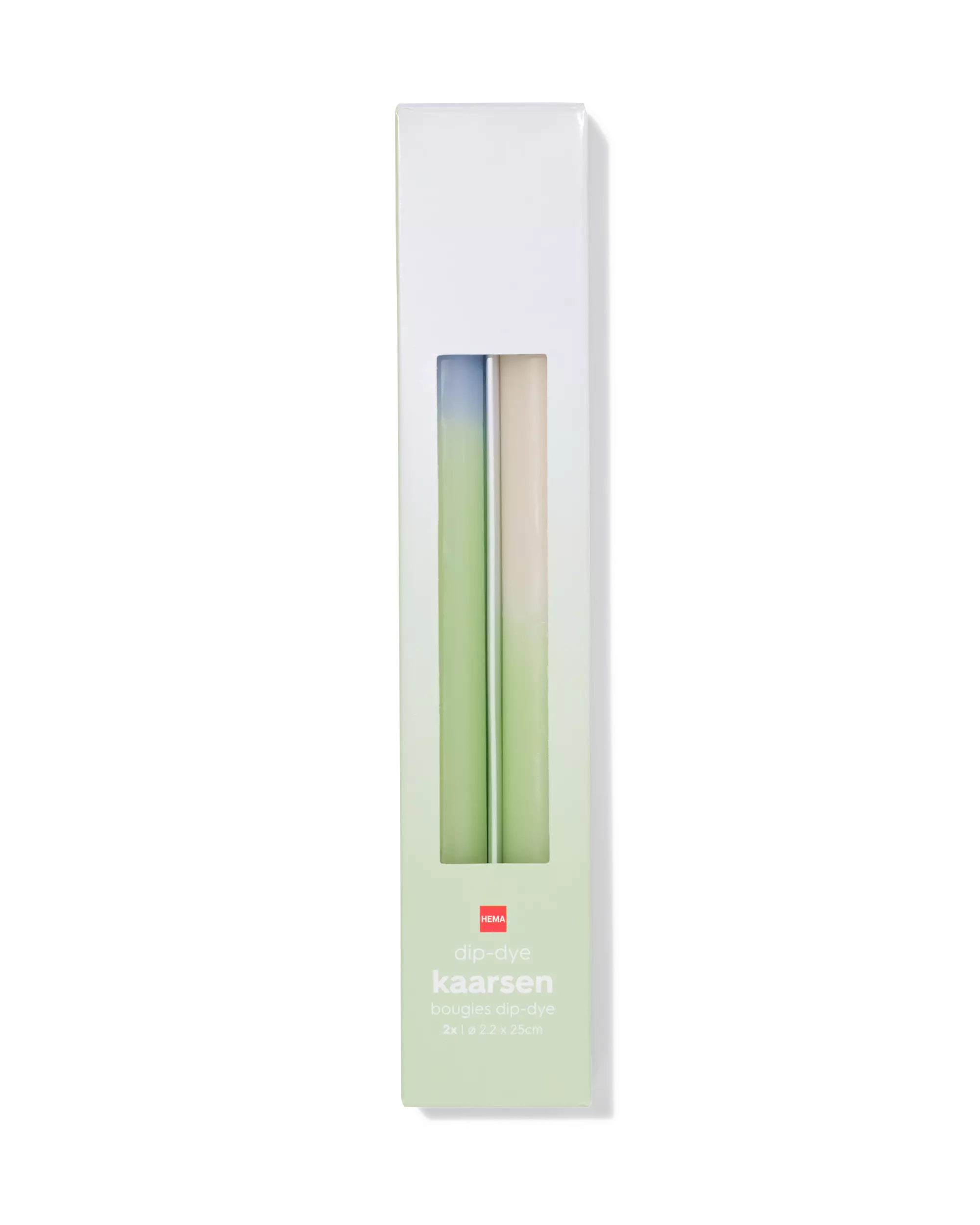 bougies longues ⌀2,2x25cm dégradé bleu-vert- 2 pièces