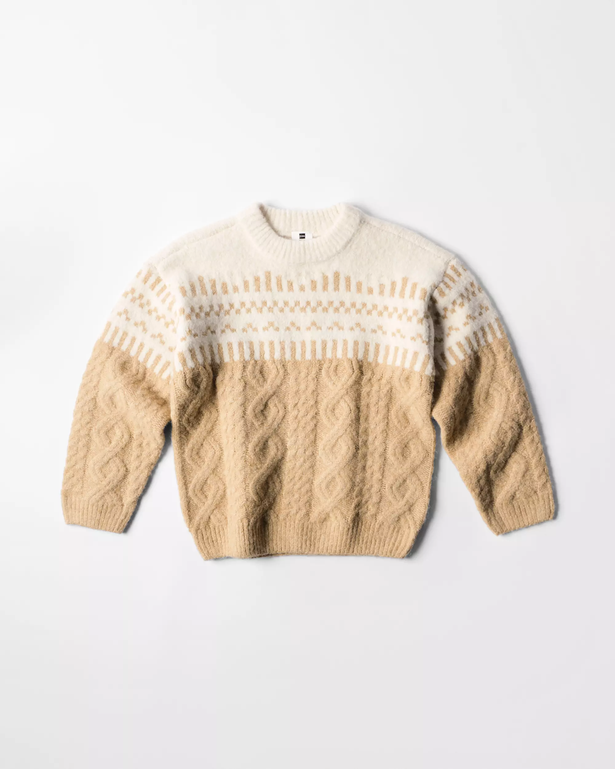 Kinderpullover aus Grobstrick mit Norwegermuster