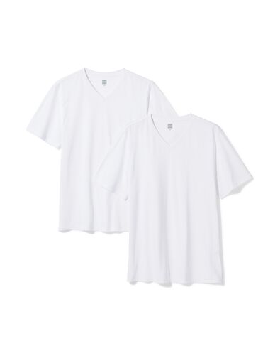 heren t-shirt regular fit v-hals - 2 stuks wit wit - 34277040WHITE - HEMA