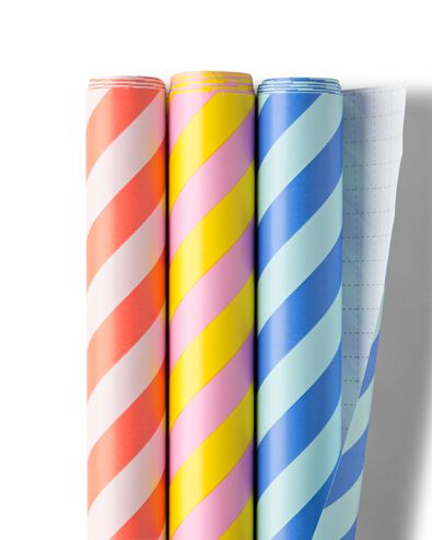 papier cadeau 2mx50cm m&eacute;lange de couleurs - 3 pi&egrave;ces - 14700596 - HEMA
