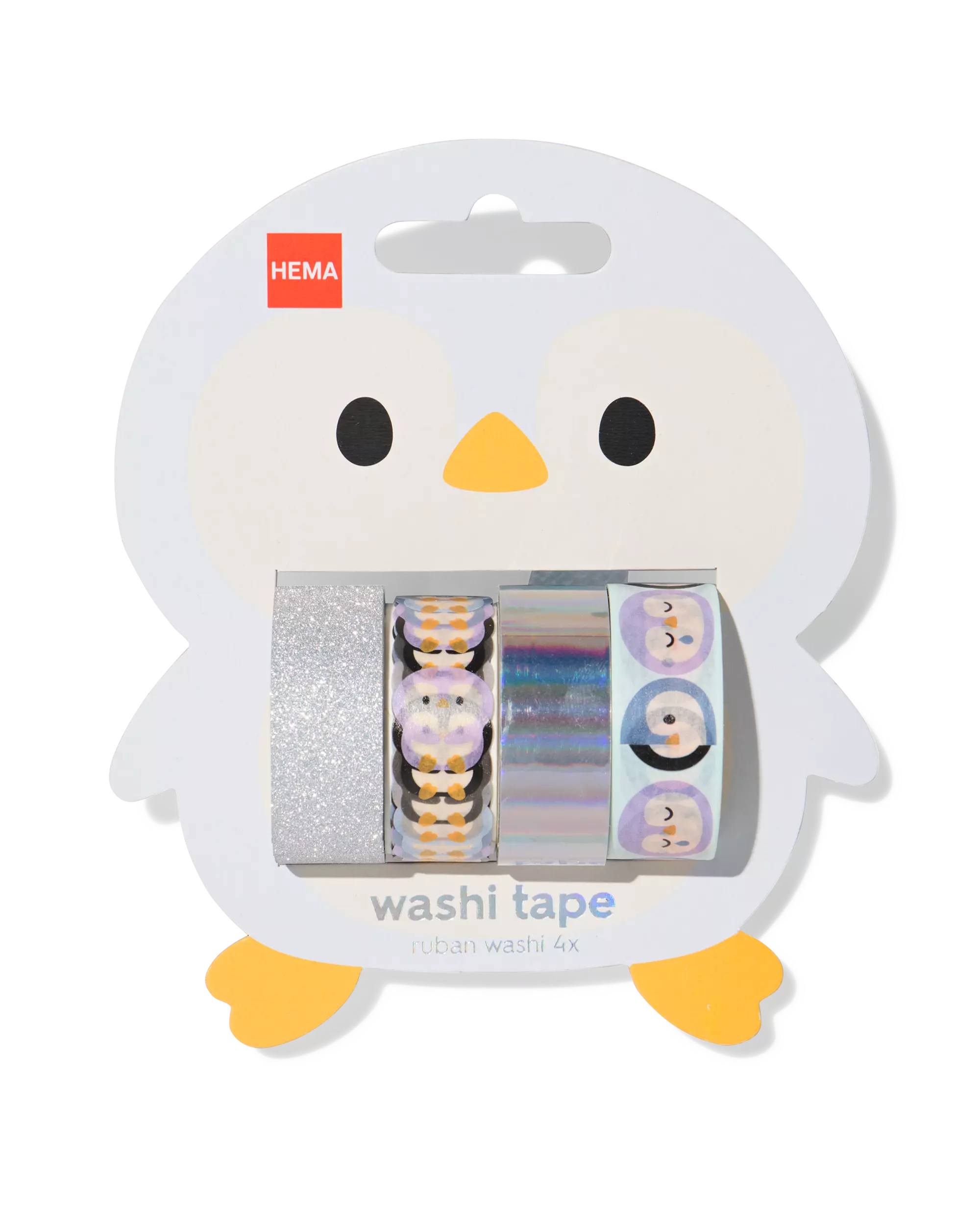 washi tape 5mx1.5c pinguïns - 4 stuks