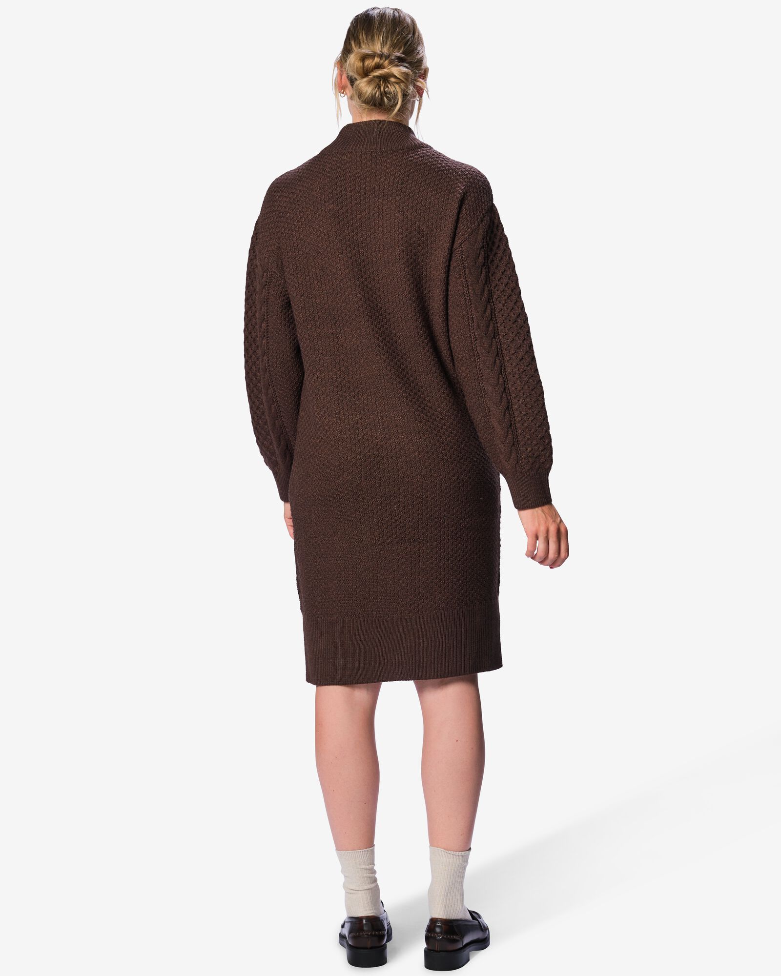 Damenkleid Zelda, Regular Fit, Zopfmuster, Grobstrick, Acryl braun braun - 36214640BROWN - HEMA