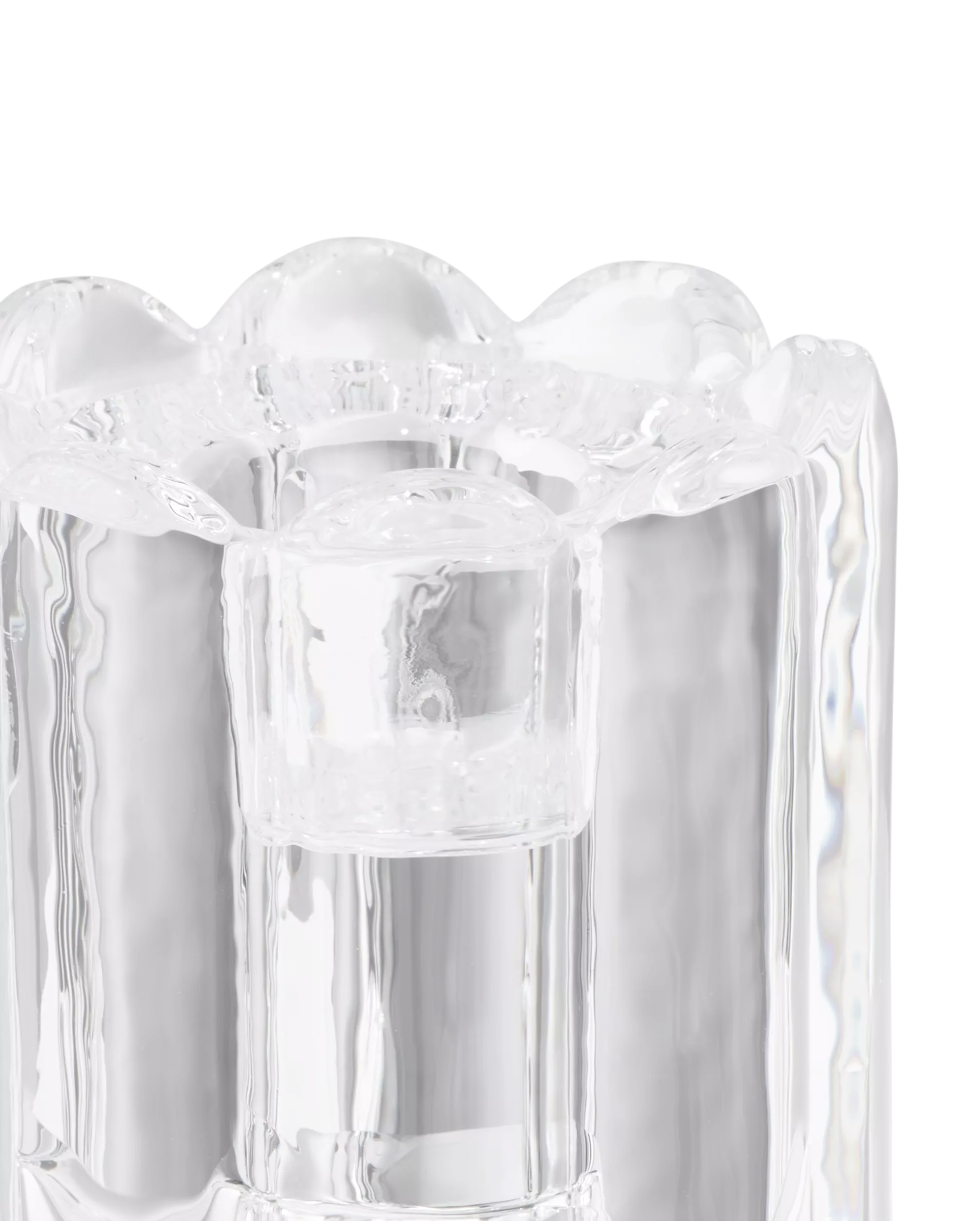 bougeoir S verre nervuré transparent