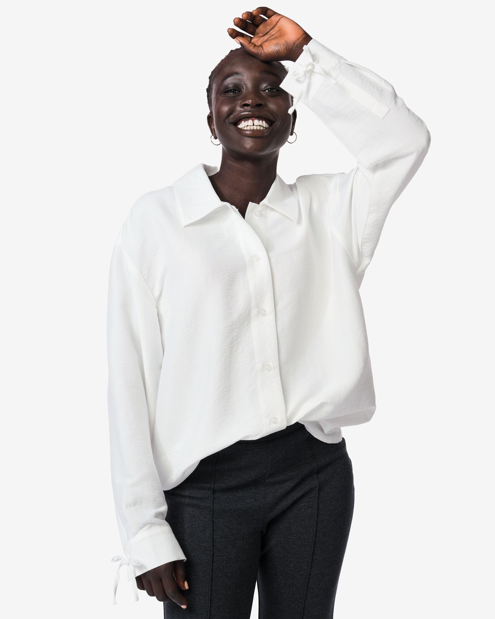 Damenbluse Day, Crinklestoff wei&szlig; wei&szlig; - 36214290WHITE - HEMA