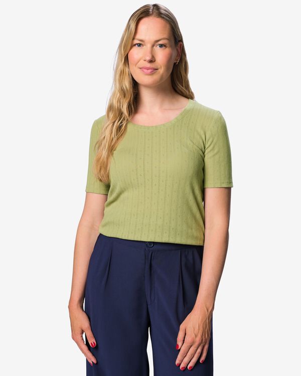 dames T-shirt Colette groen groen - 36212870GREEN - HEMA