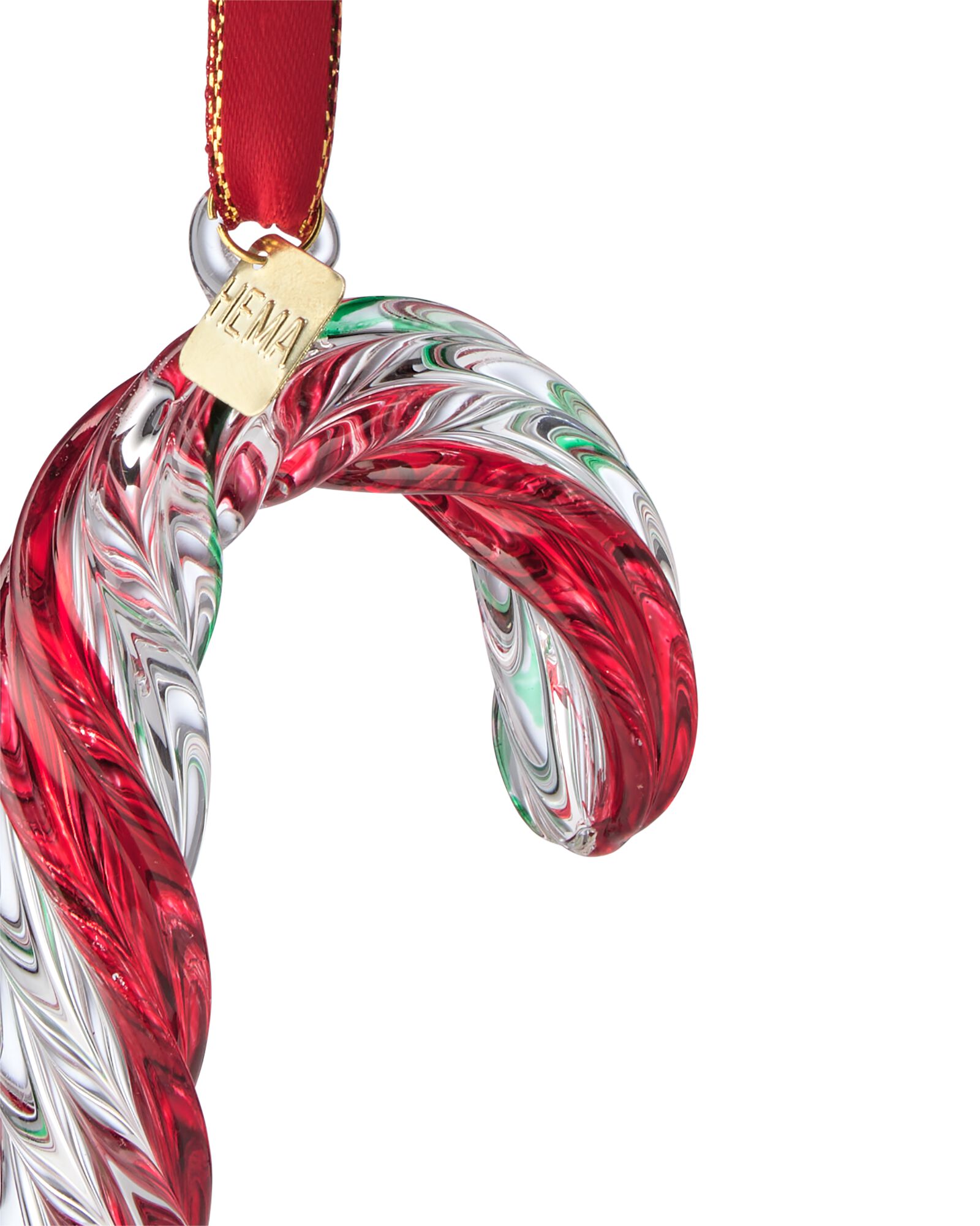 d&eacute;coration de No&euml;l &agrave; suspendre 12 cm verre canne &agrave; sucre - 25102025 - HEMA