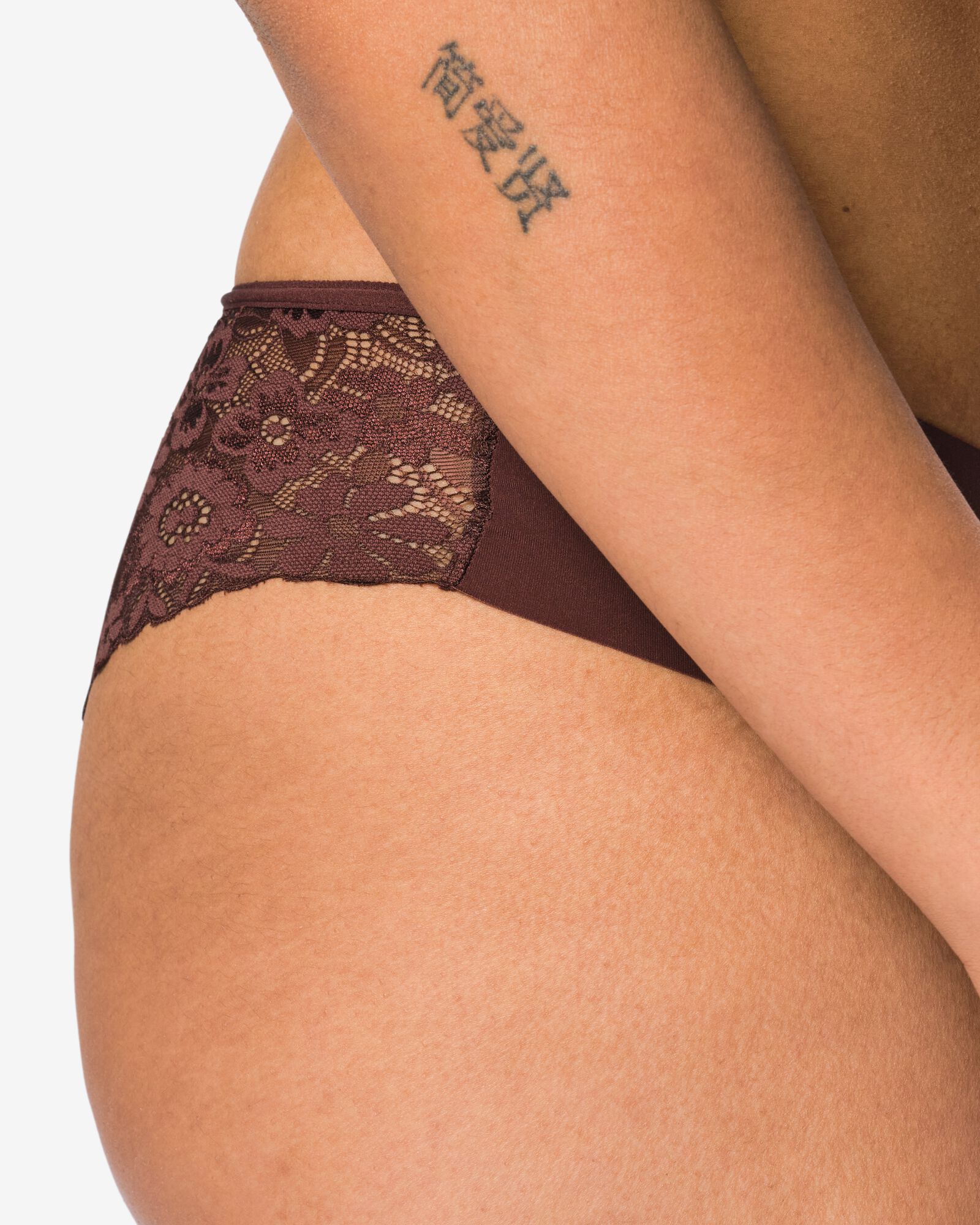 slip br&eacute;silien femme microfibre avec dentelle marron fonc&eacute; marron fonc&eacute; - 19608270DARKBROWN - HEMA