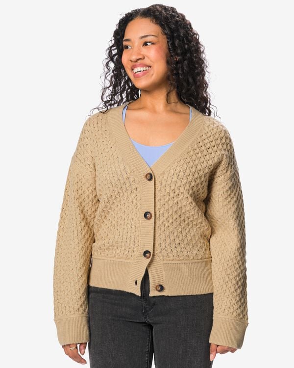 cardigan femme grosse maille beige beige - 36307360BEIGE - HEMA