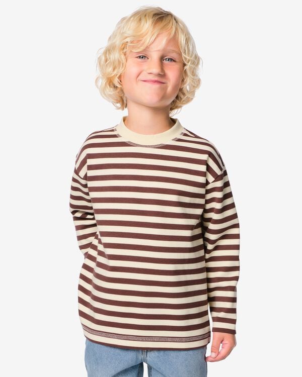t-shirt enfant jersey rayures marron marron - 30725414BROWN - HEMA