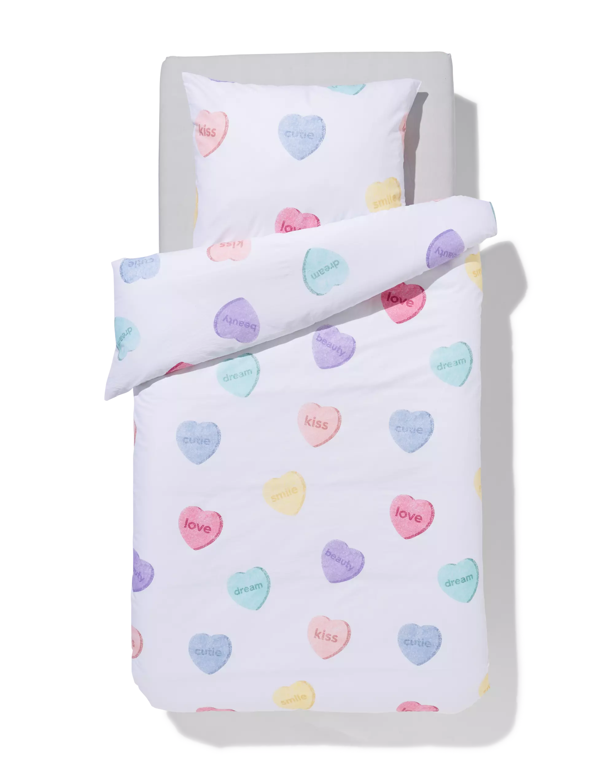 housse de couette enfant 140x200 coton doux petits cœurs
