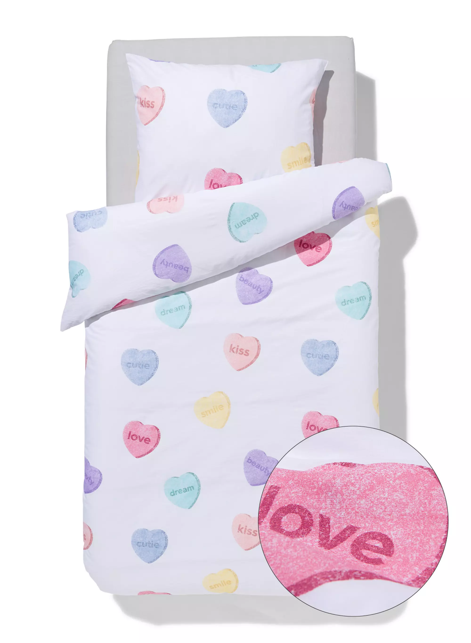 housse de couette enfant 140x200 coton doux petits cœurs