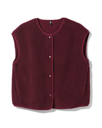 damesgilet teddy bordeauxrood bordeauxrood - 36215320BURGUNDYRED - HEMA