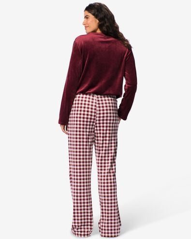 pantalon de pyjama femme velours carreaux rouge fonc&eacute; rouge fonc&eacute; - 23401714DARKRED - HEMA