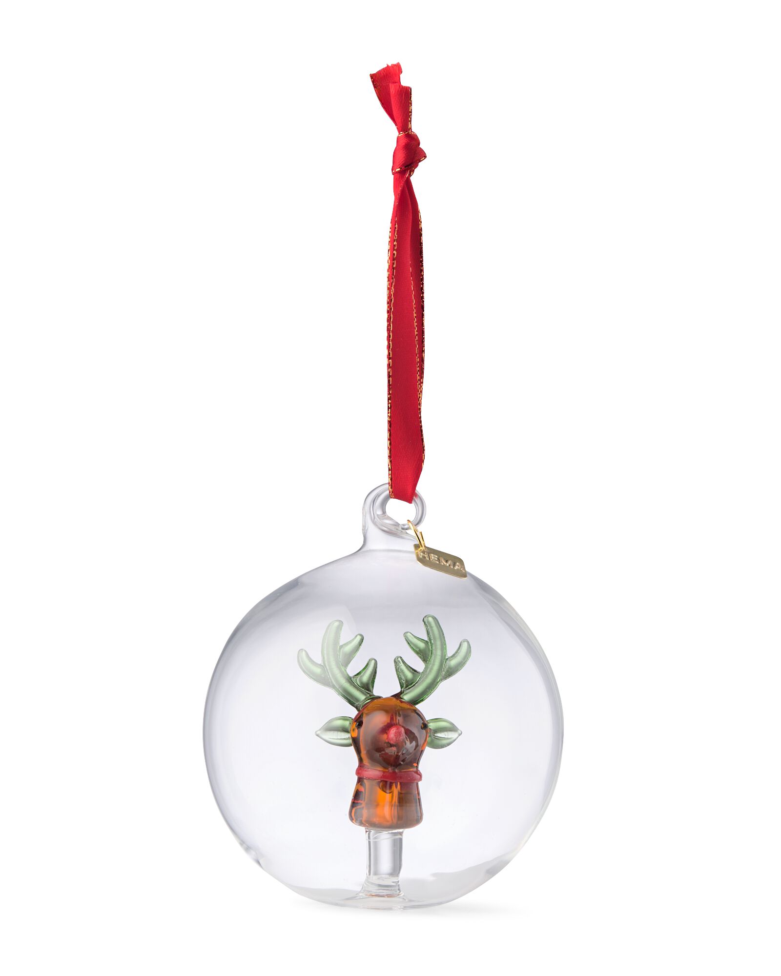 boule de No&euml;l ⌀8 cm verre renne - 25102038 - HEMA