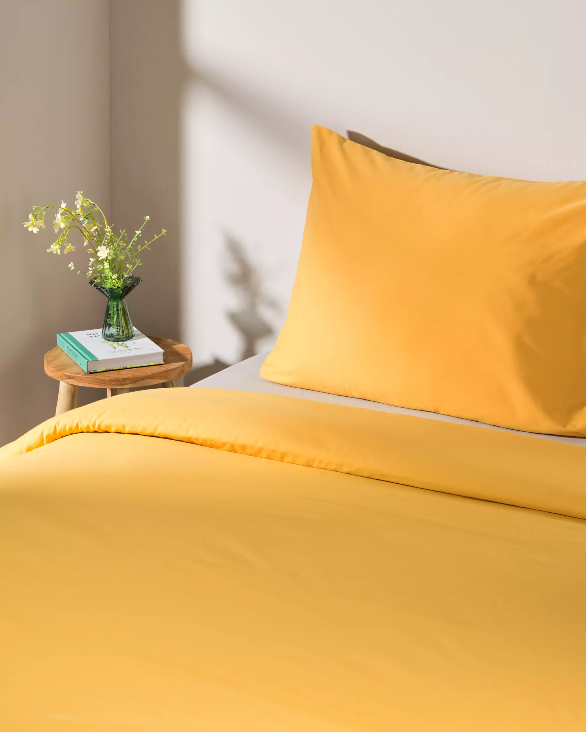 housse de couette 140x200/220 cm coton doux jaune