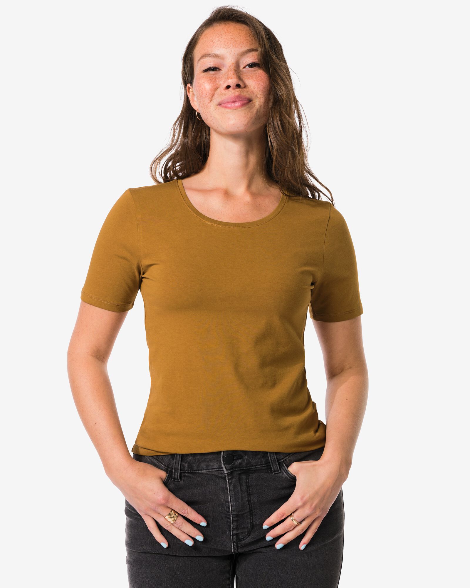 t-shirt femme jersey bronze bronze - 36305980BRONZE - HEMA