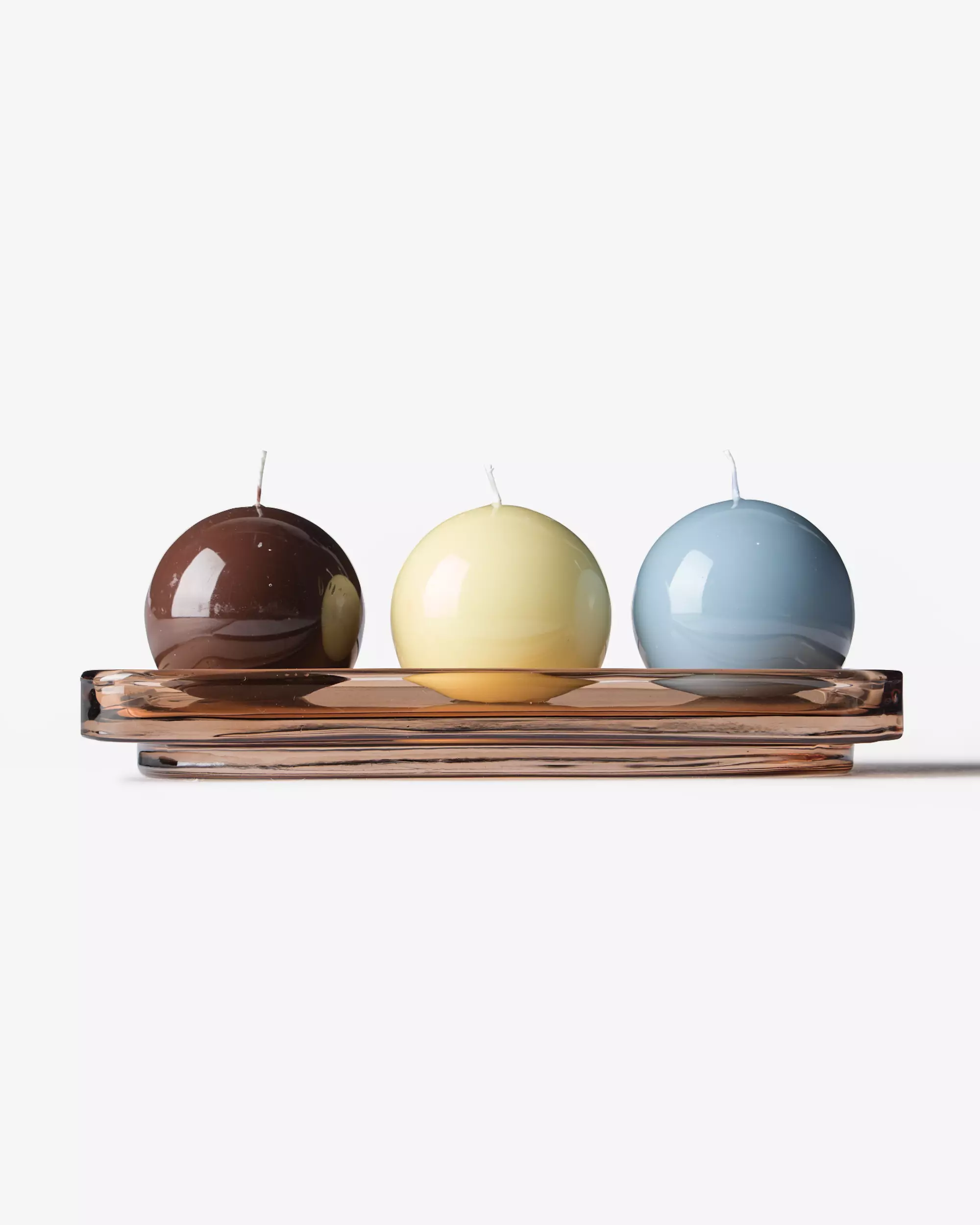 bougie sphérique ⌀7cm lisse marron