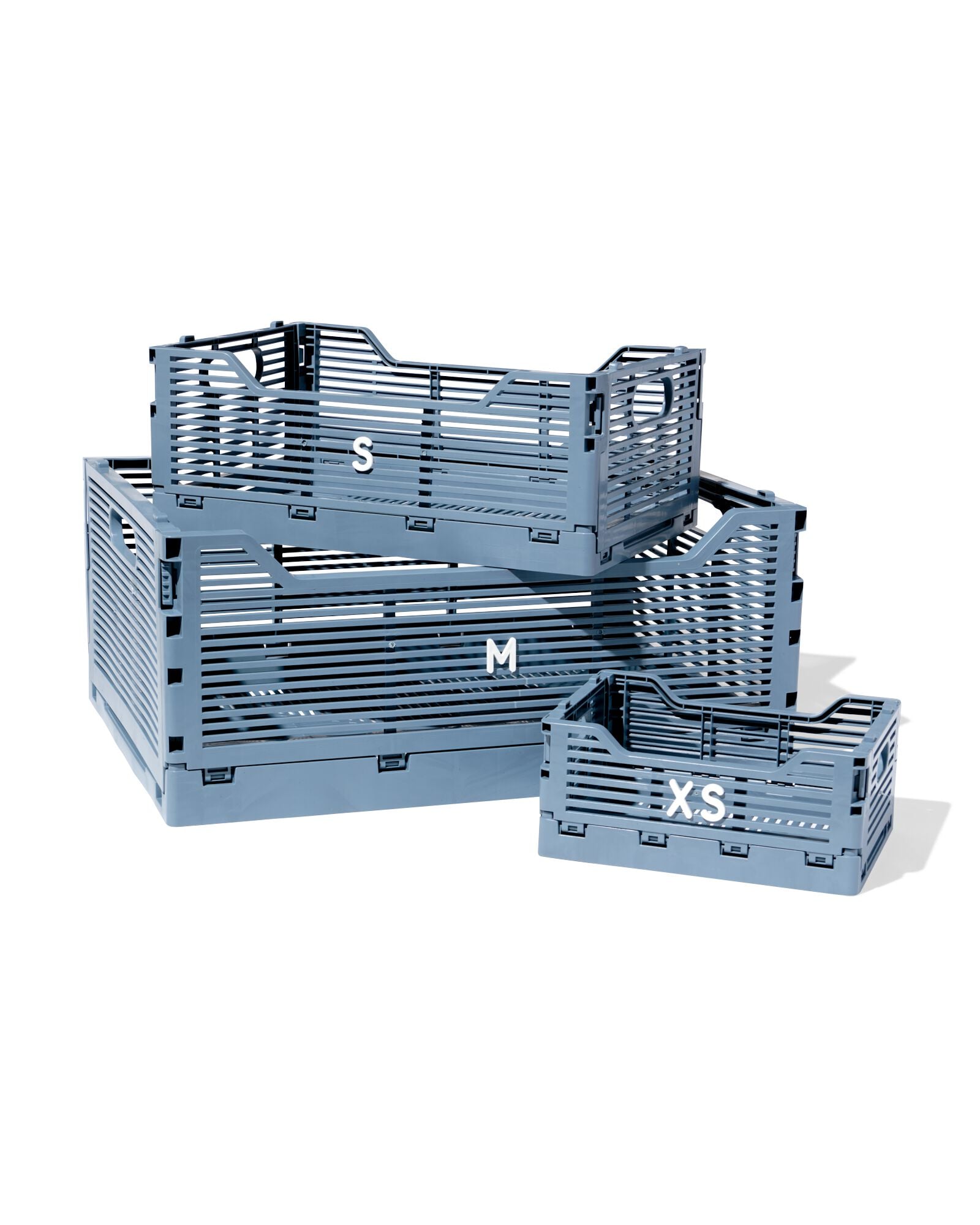 caisse pliante lettres recycl&eacute;e XS bleu pierre bleu fonc&eacute; XS  13 x 18 x 8 - 39811086 - HEMA