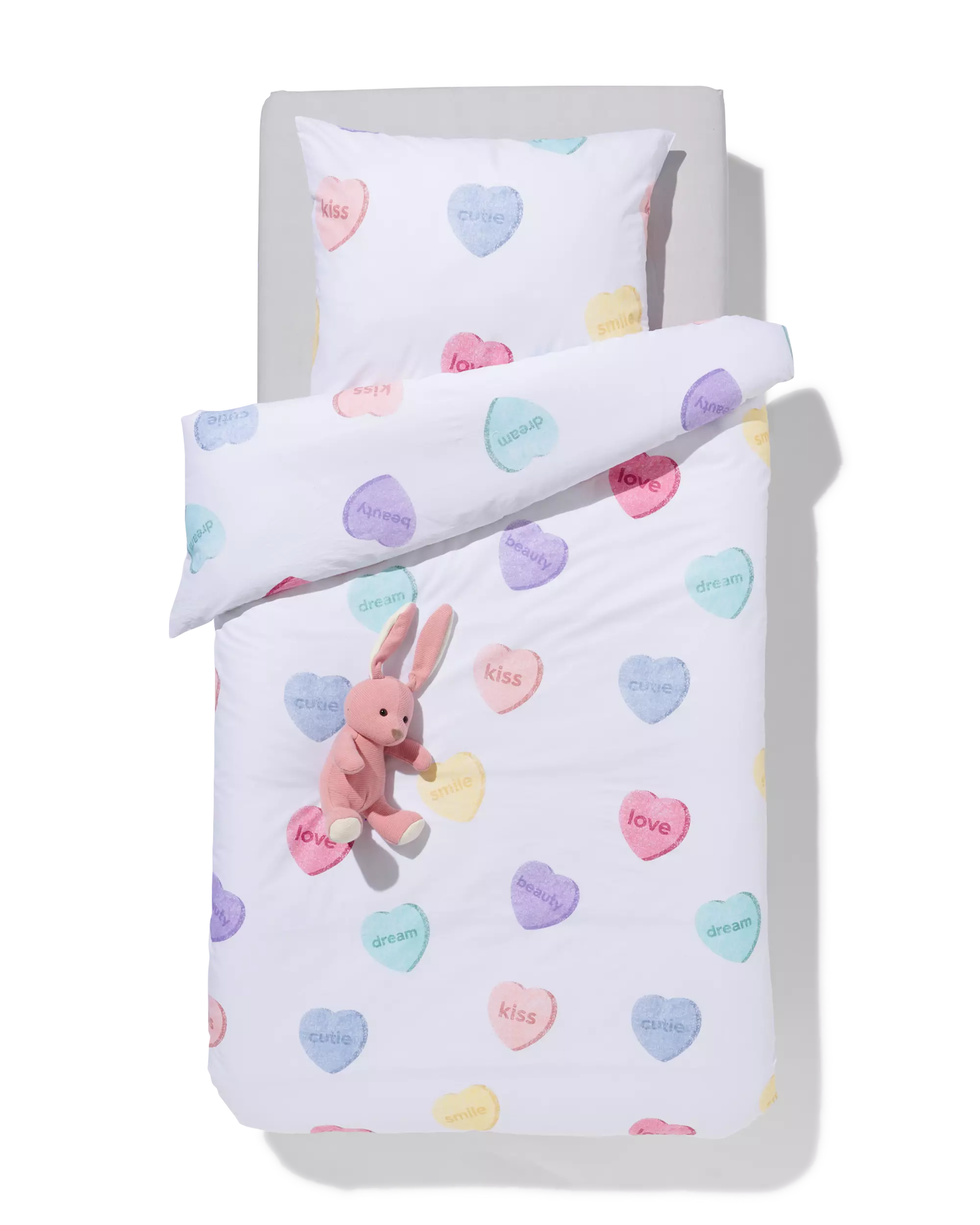 housse de couette enfant 140x200 coton doux petits cœurs
