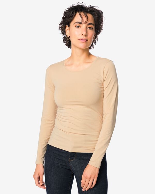 t-shirt femme jersey beige beige - 36305780BEIGE - HEMA