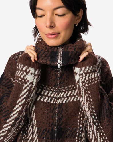 damesvest ruiten bruin bruin - 36215080BROWN - HEMA