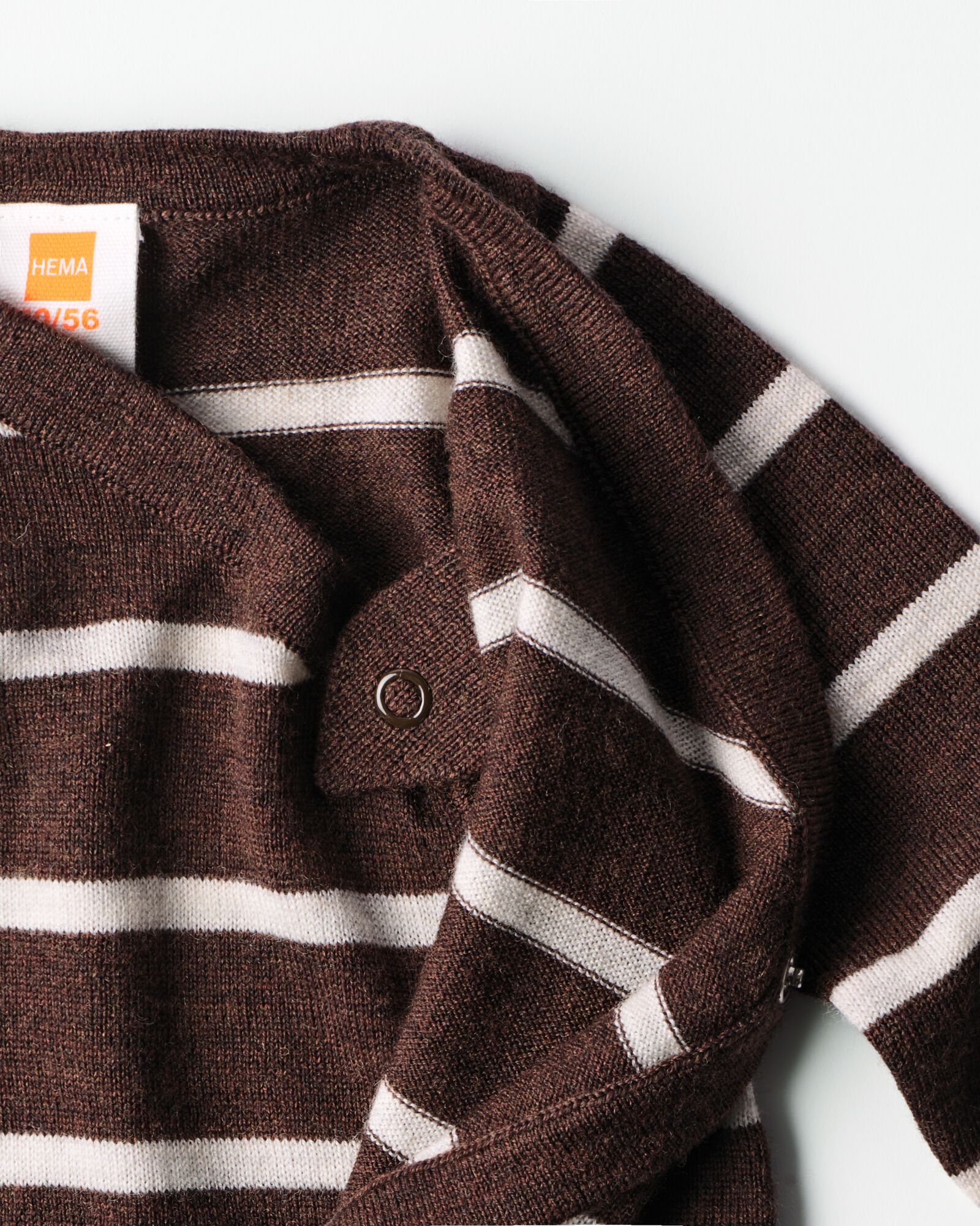 body crois&eacute; &eacute;volutif nouveau-n&eacute; laine m&eacute;rinos rayures marron 50/56 - 33462721 - HEMA