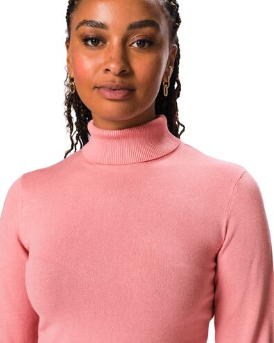 pull col roul&eacute; femme rose rose - 36306490PINK - HEMA