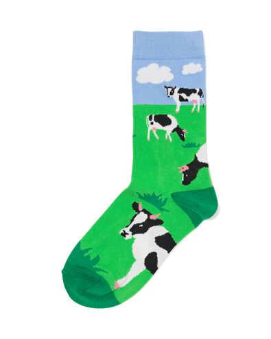 chaussettes pour adultes "hi there" vert vert - 4103490GREEN - HEMA