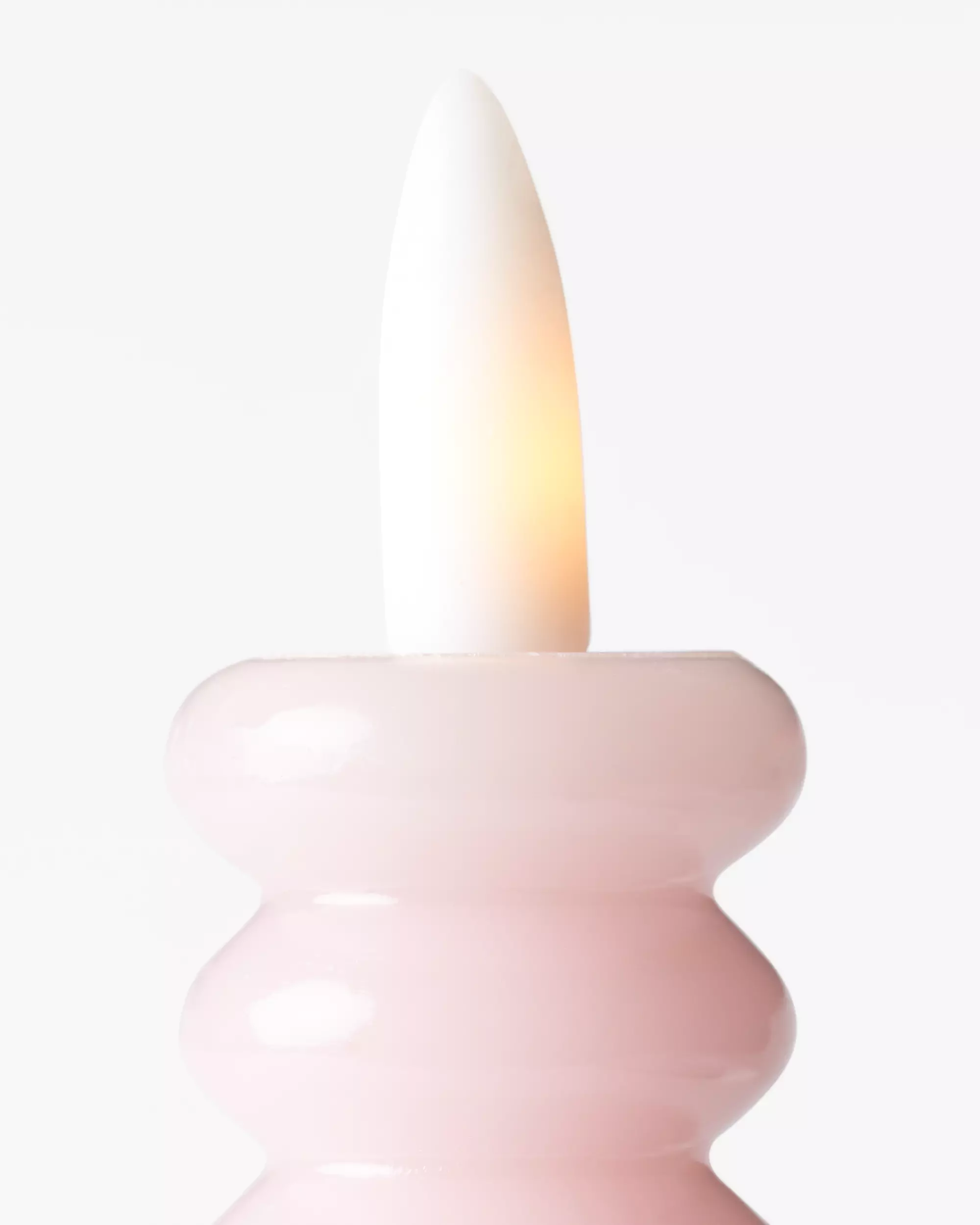 bougie longue led 2,5x27,3cm nervurée rose clair