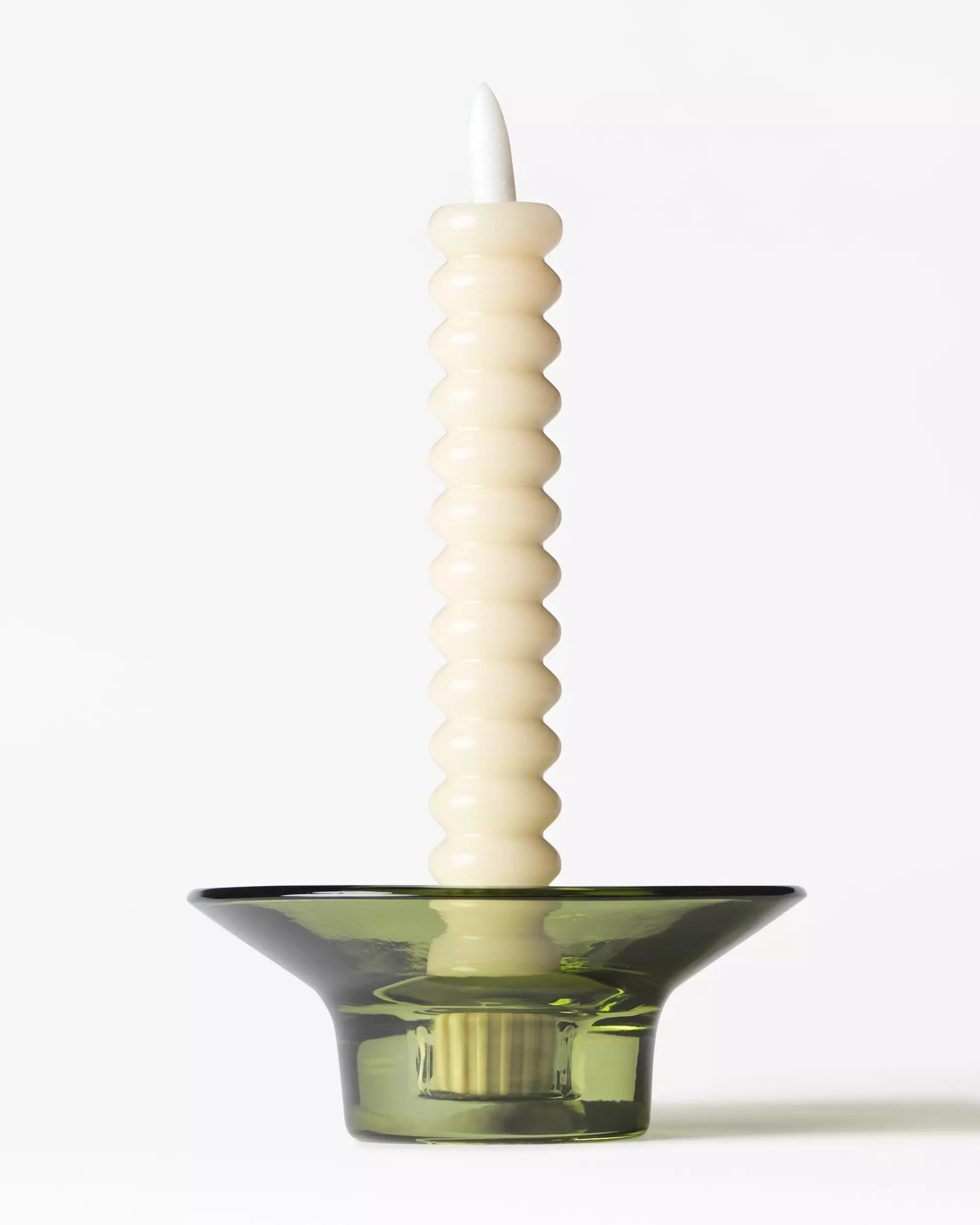 bougie LED de table ⌀2,5 x 18,4 cm nervurée jaune clair